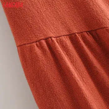 Tangada moterų oranžinės spalvos medvilnės midi sijonas faldas mujer derliaus mygtukai 2020 metų vasaros ponios elegantiškas prašmatnus vidurio blauzdos sijonai 3P03